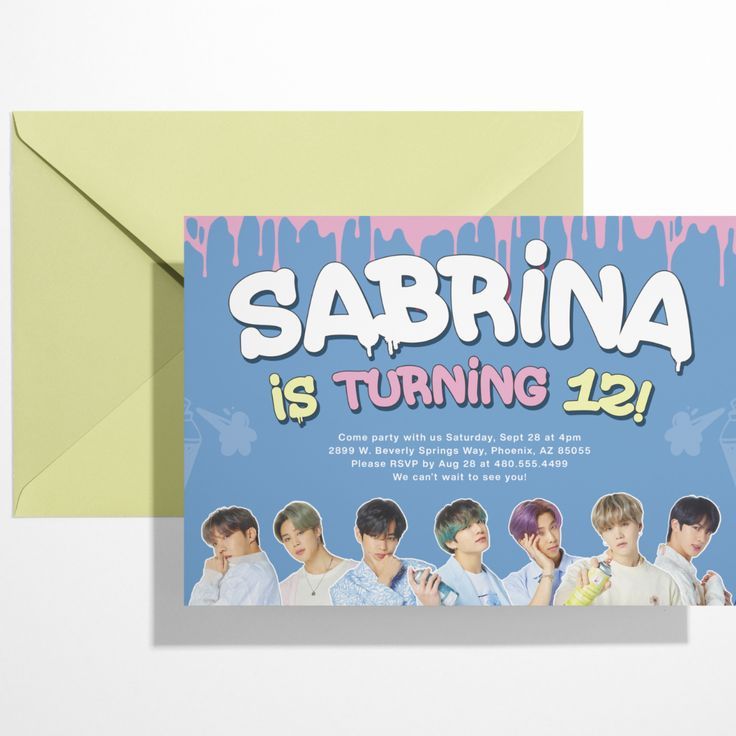 a birthday card with the name sabrina is turning 12 / 11 on it