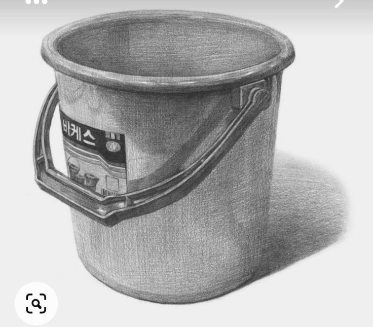 a pencil drawing of a bucket