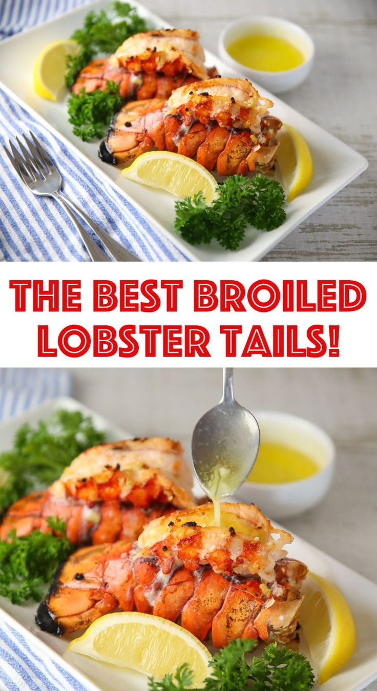 the best broiled lobster tails are served with lemon and parsley