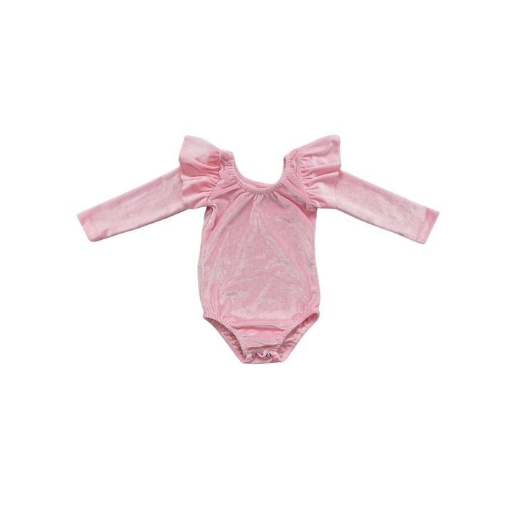 We suggest pairing this bodysuit with our He Loves Me Not bow! Fitted Long Sleeve Bodysuit For Playtime, Playful Long Sleeve Fitted Bodysuit, Stretch Bodysuit With Ruffles, Fitted Playful Jumpsuits And Rompers For Playtime, Fitted Pink Bubble Romper For Party, Spring Onesie For Playtime With Stretch, Cute Solid Color Bodysuit For Playwear, Spring Stretch Onesie For Playtime, Cute Solid Color Playwear Bodysuit