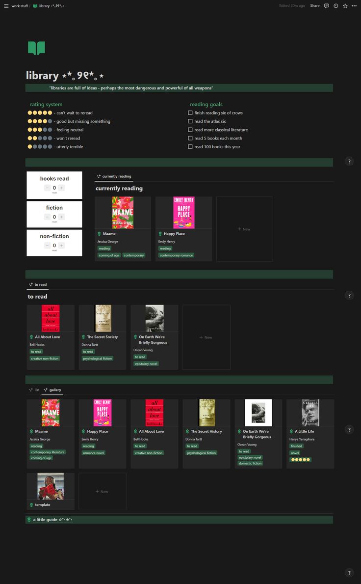 this is a notion book library template + guide Notion School, Library Green, Notion Inspiration, Notion Library, Notion Inspo, Notion Ideas, Mobile Library, Rating System, Kanban Board