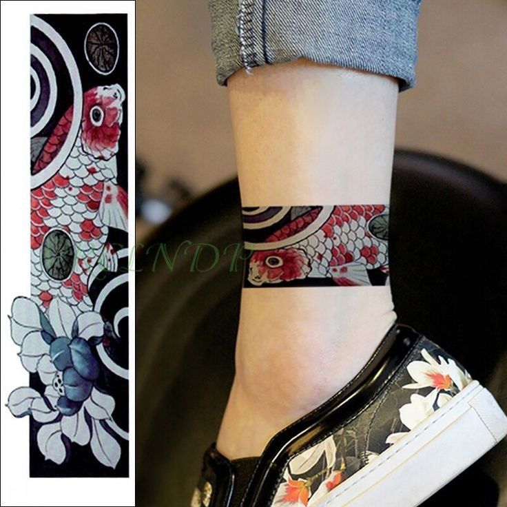 a woman's foot with a tattoo on it and an image of a flowered shoe