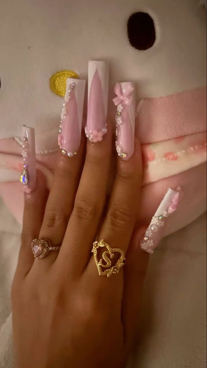 Tangled Acrylic Nails, Nail Names Ideas, Hispanic Nails, Nail Steps, Drippy Nails, Nail Designs For Beginners, Quinceanera Nails, Punk Nails, Hard Nails