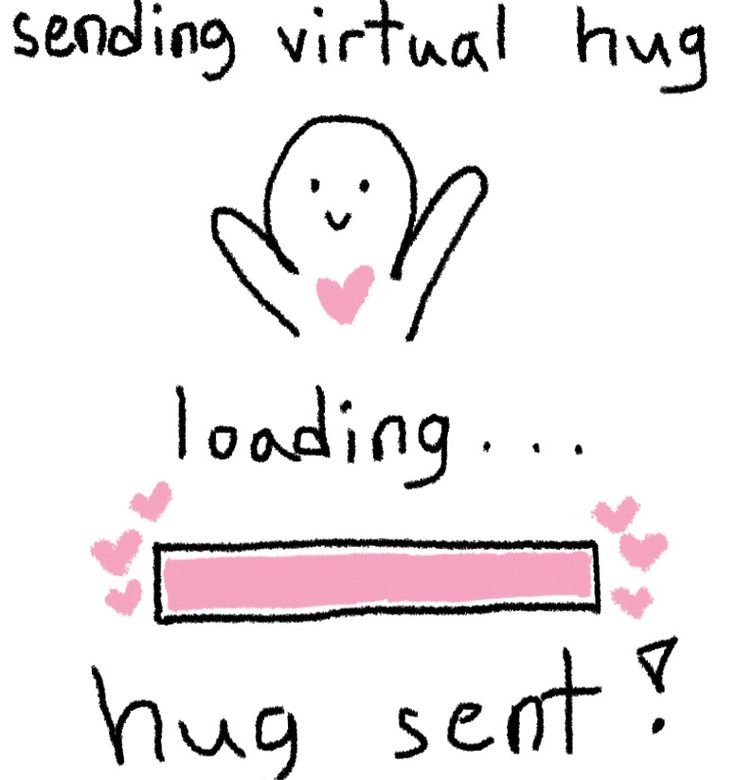 a drawing of a person with the words sending virtual hyg loading hug sent?