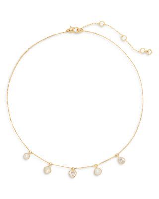 kate spade new york Bubbly Bezel Imitation Pearl & Cubic Zirconia Charm Necklace, 16-19 Bubble Necklace, Bubble Necklaces, Kate Spade New York, Yorkie, Charm Necklace, Cubic Zirconia, Kate Spade, Jewelry Accessories, Gold Tones