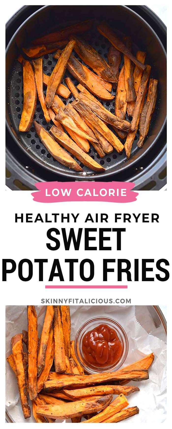 sweet potato fries in an air fryer with the words healthy air fryer sweet potato fries