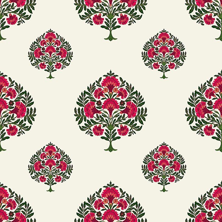 seamless floral pattern with red flowers on white background