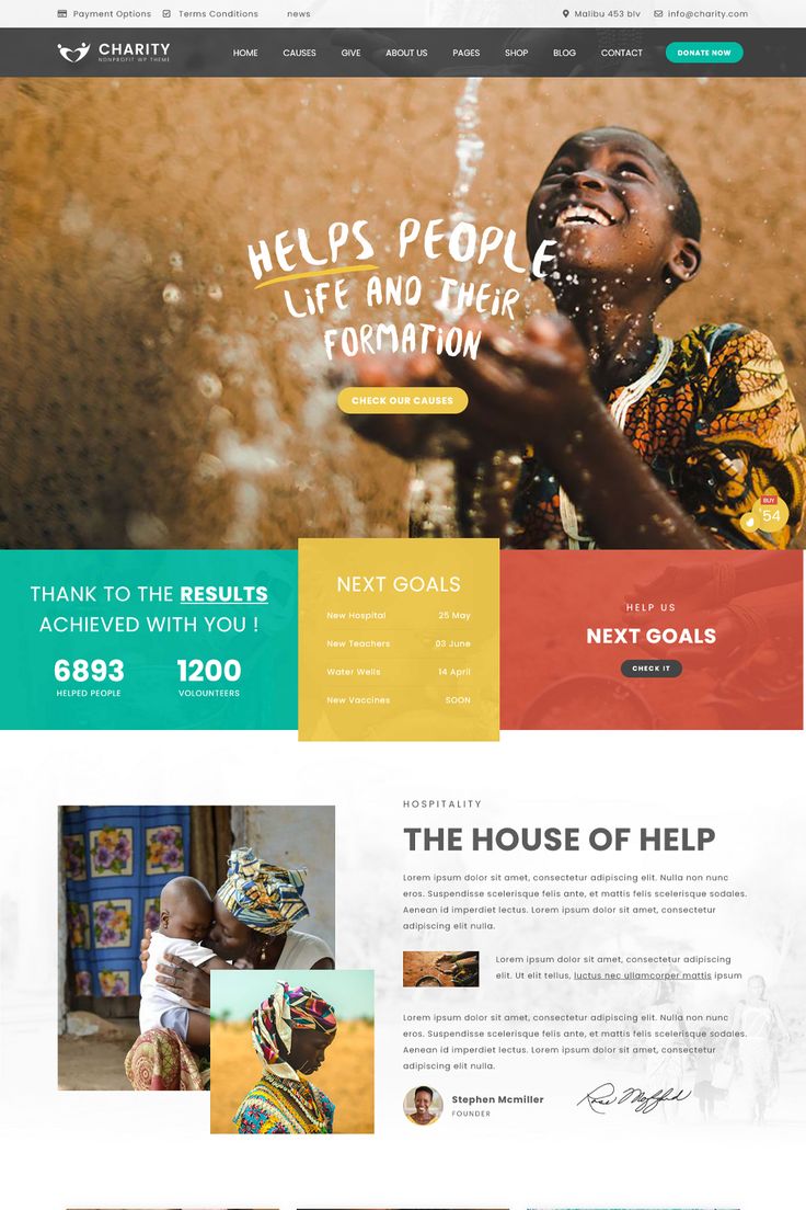 an image of a website design for charity