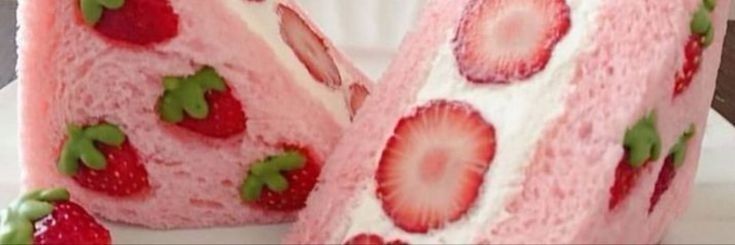 there are two cakes made to look like strawberries