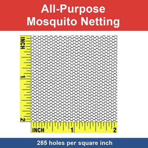 a ruler with the words all - purpose mosquito netting on it, and an image of a