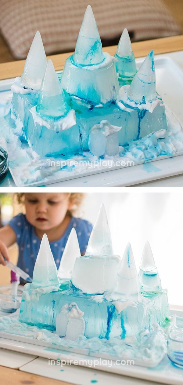 this is an image of a child making ice sculptures