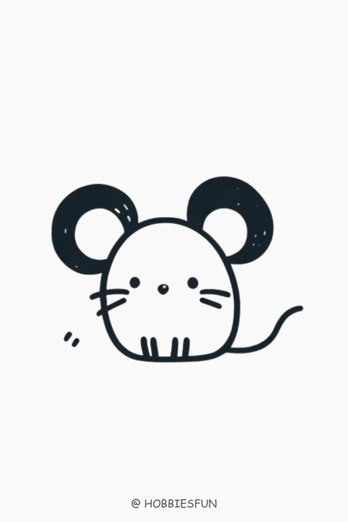 Easiest Animal To Draw, Mouse Draw A Mouse Easy, Pacifier Drawing Simple, Drawing Cute Animals Easy, Cute Mouse Doodle, Basic Animal Drawings, Mouse Doodle Easy, Easiest Drawing For Beginners, Easy Doodle Tutorial, Cute Animal Drawings Simple