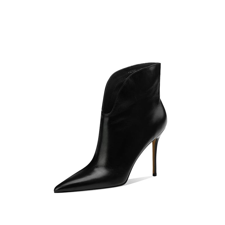 These black stiletto ankle boots are the perfect choice for a night out on the town. They feature a cut out design that is both sexy and stylish. The leather construction is of the highest quality. ensuring that these boots will last for many years to come. Upper: Leather Lining: Leather Outsole: TPR Toe: Pointed Toe Closure: Zip Heel: 10cm/3.9'' Color: Black. Dark Green made: Yes Sleek Boots With 4-inch Heel For Night Out, Modern High Heel Mid-calf Boots For Party, Modern High Heel Boots For Night Out, Modern High Heeled Boots For Night Out, Ankle-high Heeled Boots With Sculpted Heel For Party, Chic High Ankle Boots For Night Out, Modern Ankle-high Heels For Night Out, Modern High Heel Mid-calf Boots For Evening, Edgy Ankle-high Heeled Boots For Night Out