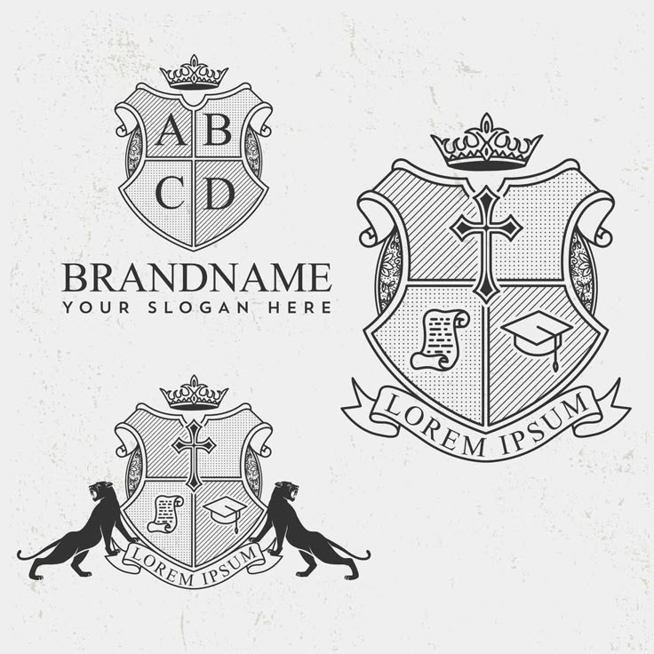 two logos with lions and crowns on them, one is for a coat of arms