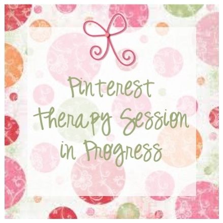 the words pinterest therapy session in progress on a pink and green polka dot background