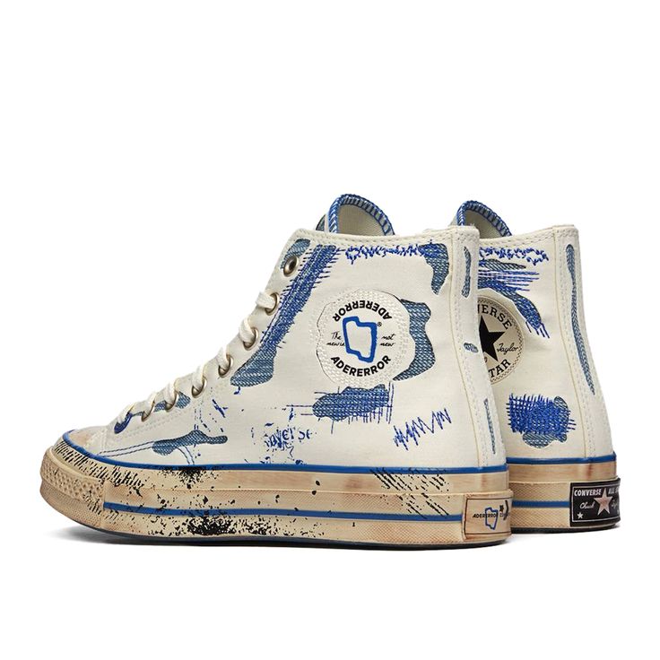 Converse Chuck 70 High 'ADER ERROR's - White Imperial Blue' A05351C Converse Collaboration, Blue Air Jordan 1, Ader Error, Converse Chuck 70, Cutler And Gross, Mens Lifestyle, Chuck 70, Converse Chuck Taylor All Star, Designer Sneakers