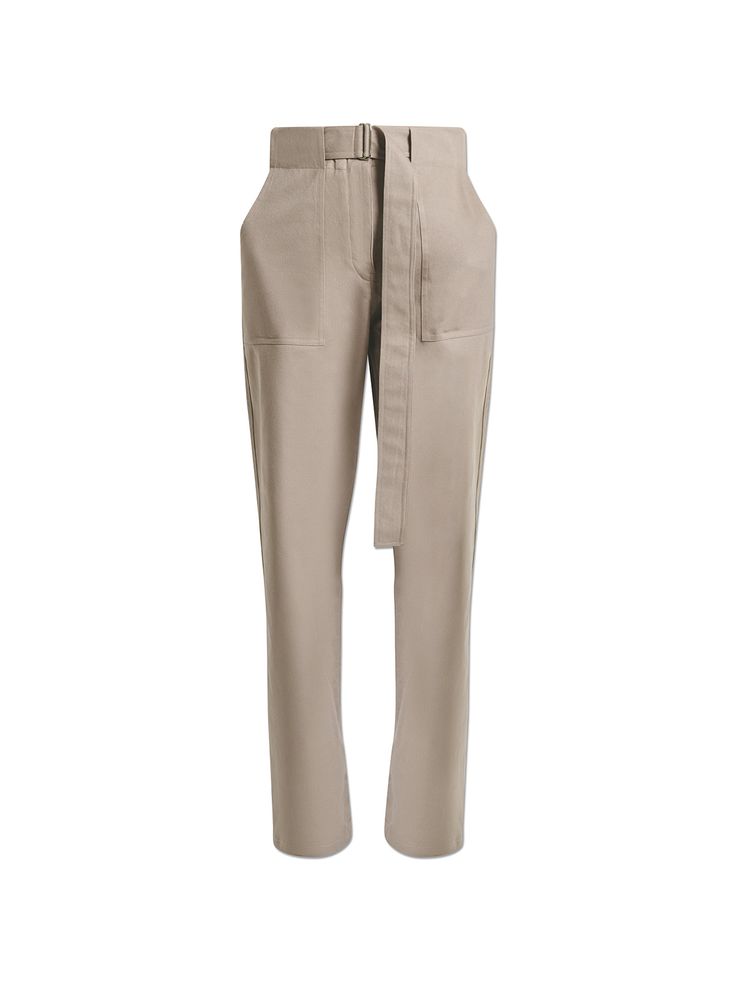 Take off-duty dressing to the next level with UNI FORM’s Utility Pants. They’re made in South Africa from tobacco-hued cotton and have a comfortable, relaxed fit that makes them extra versatile. Designed to sit high on the waist, they’re finished with roomy patch pockets and an adjustable belt for a flattering touch. Make sure to tuck your shirt or blouse in. - High rise, concealed zip fly, adjustable belt, patch pockets, full length - Cotton - Crafted locally with natural fibers - Each piece is Relaxed Fit Paperbag Waist Pants For Work, Relaxed Fit Paperbag Waist Workwear Pants, Brown Paperbag Waist Bottoms For Work, Beige Wide Leg Pants With Five Pockets For Work, Casual Straight Leg Pants With Belted Cuffs, Neutral Cotton Wide Leg Pants For Work, Neutral Cotton Pants With Pockets, Neutral Trousers With Belt Loops, Neutral Cotton Pants With Belt Loops