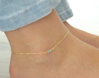 Rose Gold Anklet, Cheap Diamond Rings, Dainty Rose, Women Anklets, Gold Anklet, Bohemian Accessories, Layered Necklace Set, Jewelry Dainty, Aquamarine Jewelry