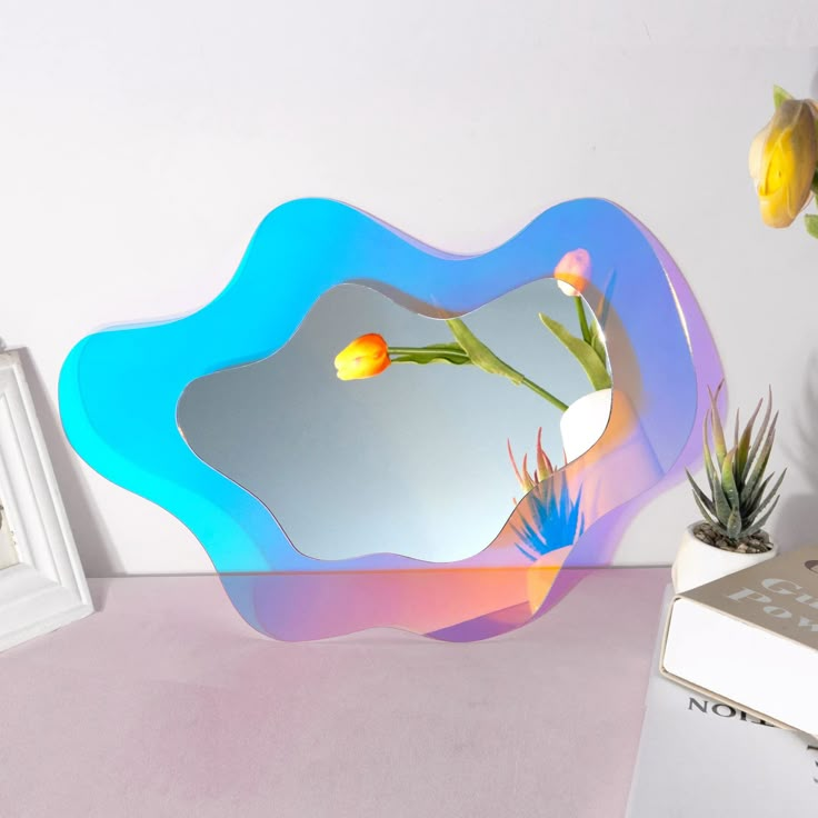 PRICES MAY VARY. Interesting art design:Irregular wall mirror decoration is composed of transparent wavy rainbow on the outer frame and acrylic mirror in the middle. It is aesthetic wall mirror, can change colors with different light, and display interesting and magnificent charming gradual effect.wavy mirrors can easily attract people's visual focus. Secure Rainbow Mirrors:Funky decor composed of shatterproof plexiglass acrylic is not glass,There is no need to worry about accidentally hurting y Rainbow Room Decor, Rainbow Mirror, Mirror For Bedroom, Retro Mirror, Wavy Mirror, Mirror Room, Entryway Wall Decor, Salon Suites, Retro Room