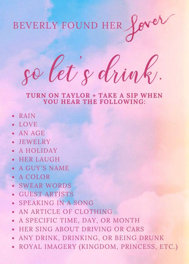 a pink and blue poster with the words so let's drink written in it