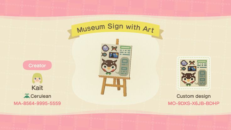 an animal crossing game screen with the name museum sign on it and two pictures of animals