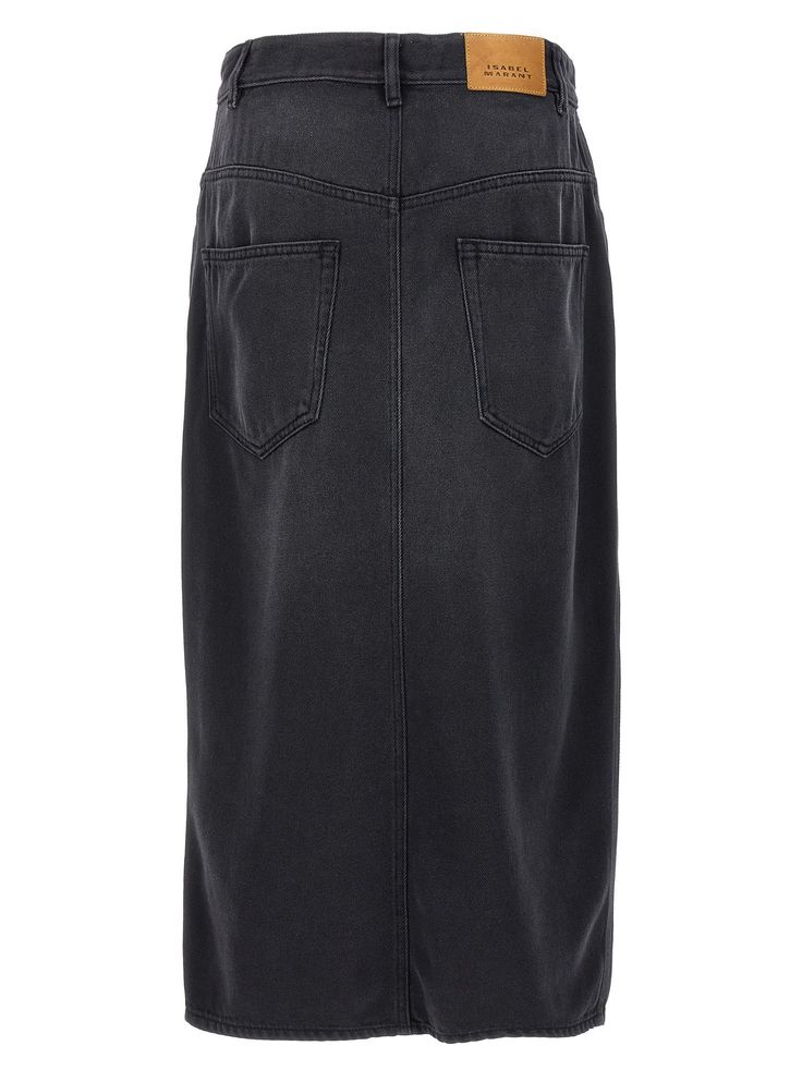 77% lyocell 23% cotton Long Cotton Denim Skirt For Work, High Waist Cotton Lined Pencil Skirt, Long Cotton Denim Skirt With Lining, Long Denim Skirt With Lined Cotton, Cotton Midi Pencil Skirt With Lining, Cotton Pencil Midi Skirt With Lining, Cotton Lined Midi Pencil Skirt, Relaxed Cotton Lined Pencil Skirt, Isabel Marant