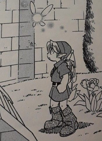 a drawing of a person standing in front of a brick wall and looking at something