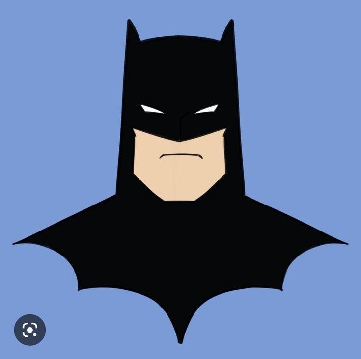 an image of batman in the style of cartoon character, with his eyes wide open