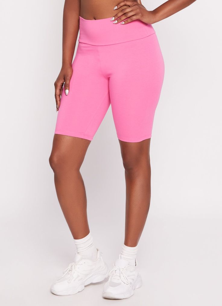 High Waisted, Bike Shorts, Solid, Item Number 1060054264529 Trendy Pink Mid-thigh Length Biker Shorts, Pink Stretch Knee-length Biker Shorts, Pink Compressive Sporty Biker Shorts, Multicolor Biker Shorts With Built-in Shorts And Stretch, Multicolor 2-in-1 Biker Shorts For Sports, Wide Waistband, Biker Shorts, Bike Shorts, High Waisted