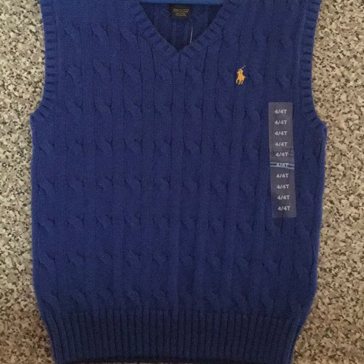 Brand New Never Worn Polo Rl Sweater Vest Blue Sleeveless Casual Sweater, Blue Sweater For School In Fall, Blue Fall Sweater For School, Fitted Sleeveless Blue Sweater, Blue Sleeveless Cotton Sweater, Blue Sleeveless Winter Top, Blue Sleeveless Top For Winter, Blue Short Sleeve Winter Sweater, Blue Short Sleeve Casual Sweater