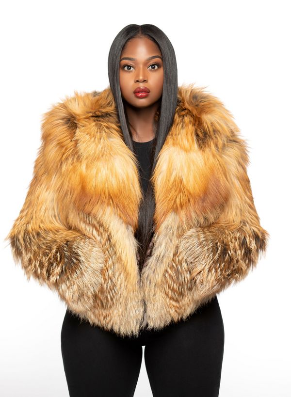 Fox Jacket, Gold Fox, Fox Fur Jacket, Coat Women Fashion, Fall Fits, Silver Fox, Fox Fur, Crop Jacket, Fur Jacket