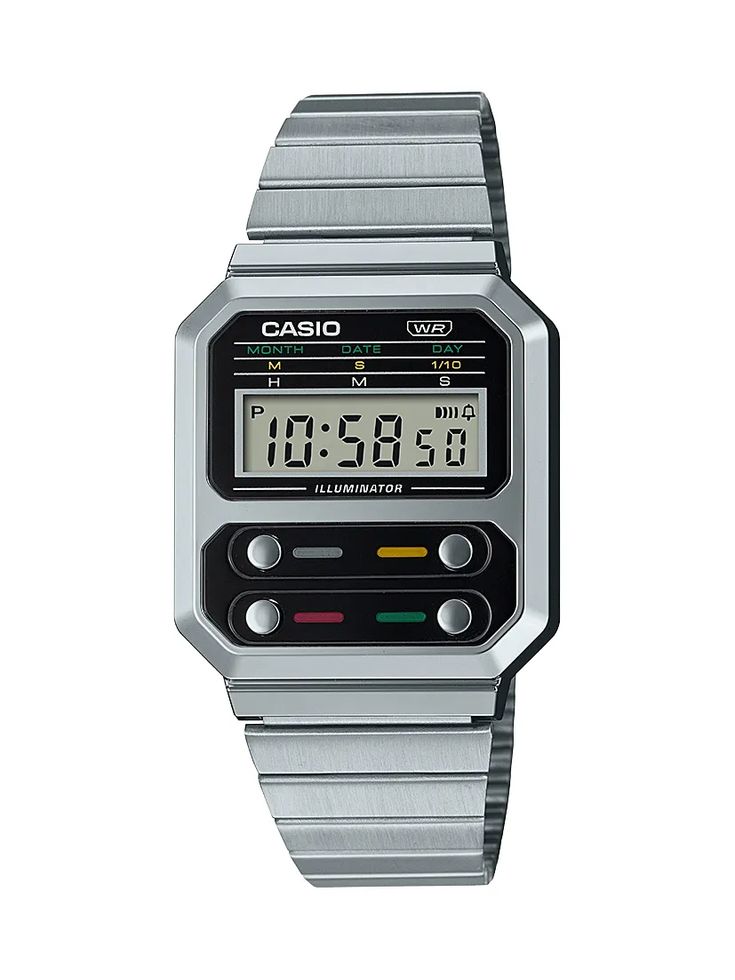 This Casio Is Inspired by the One From 'Alien' | GQ Casio Silver Watch, Tough Style, Sleek Watch, Casio Digital, Casio Vintage, Casio Classic, Website Ideas, Light Emitting Diode, Casio G Shock