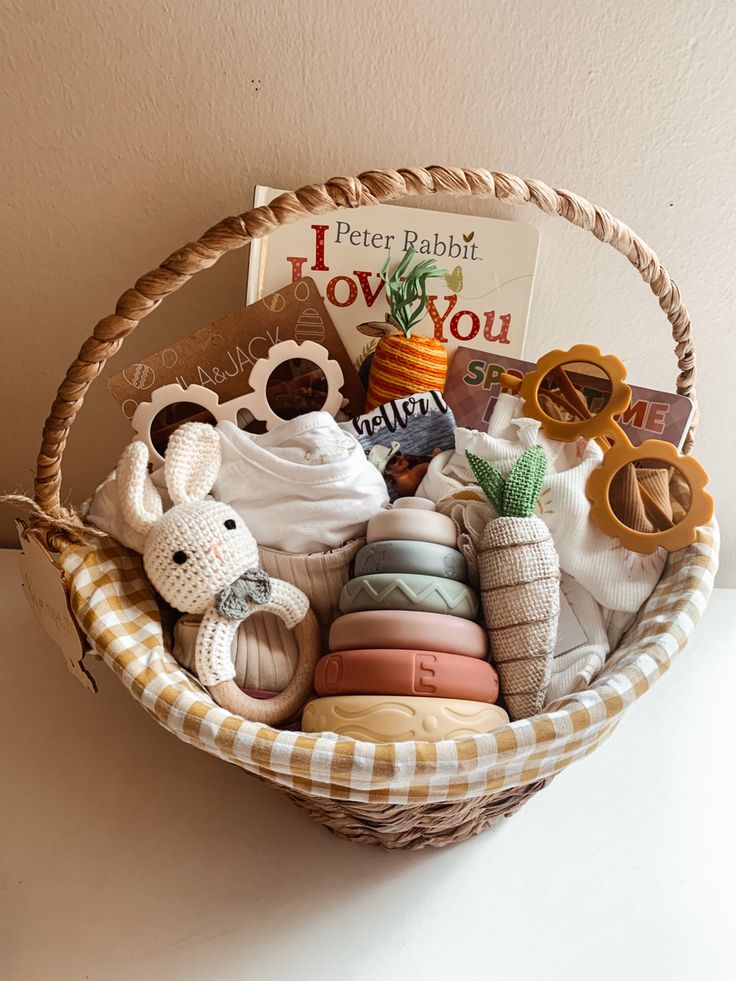 Neutral baby Easter basket Boho style 5 Month Old Easter Basket Ideas, 10 Month Old Easter Basket Ideas, 4 Month Old Easter Basket Ideas, Easter Basket For 10 Month Old, 6 Month Old Easter Basket, 9 Month Old Easter Basket Ideas, Baby Easter Basket Ideas 6 Months, 6 Month Old Easter Basket Ideas, Baby Christmas Basket