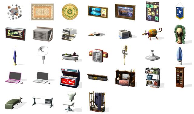 there are many different types of objects on this white background, including computers and televisions