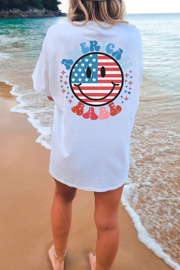 Retro America, July 4th shirt, Vintage Style 4th of July Tee Shirts, American Vibes, Comfort Colors T-Shirt Pepper Shirt ❥❥❥ SIZING ❥❥❥ ❥ TSHIRT has a unisex fit. Runs true to size. ❥ Please refer to size chart before ordering. If possible, measure your favorite t-shirt armpit to armpit and top to bottom and compare it with the size chart provided to ensure an accurate fit. ❥ Sleeves are rolled up in some product pictures, they will not come rolled up on delivery. ❥❥❥ DELIVERY TIMES ❥❥❥ ❥ We tak White T-shirt With American Flag Print For Spring, 4th Of July Fun Style T-shirt With Letter Print, Fun Crew Neck T-shirt For 4th Of July, American Flag Print T-shirt For Spring, Fun 4th Of July Crew Neck T-shirt, Spring Crew Neck T-shirt With American Flag Print, 4th Of July Fun T-shirt With Letter Print, Fun 4th Of July T-shirt With Letter Print, Fun Independence Day T-shirt With Letter Print