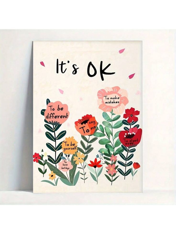 it's ok card with flowers and leaves