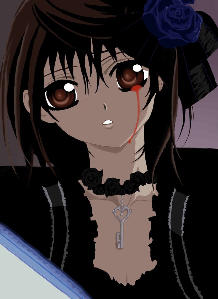 an anime character with blood on her face