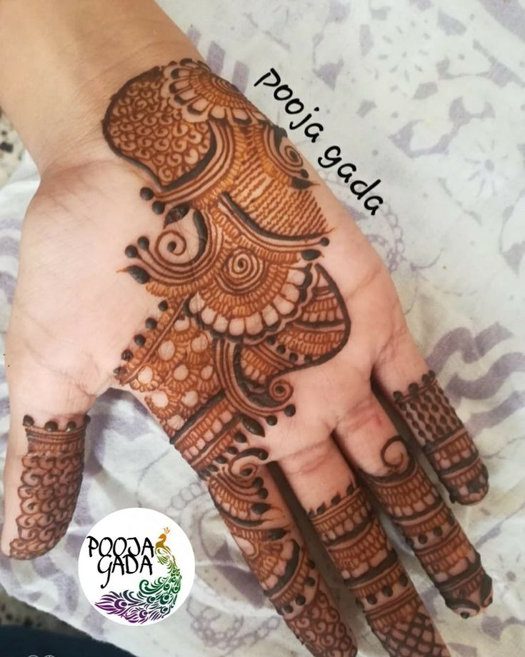 the hand is decorated with henna designs