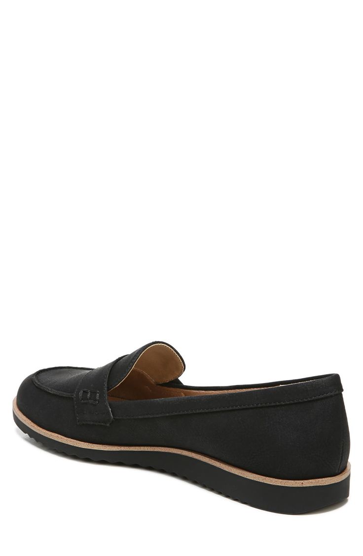 Classic tailoring meets modern design in this sport-inspired loafer. 0.75" heel Round toe Slip-on style Cushioned footbed White sole PU upper, synthetic sole Imported Synthetic Loafers With Arch Support For Work, Workwear Synthetic Loafers With Arch Support, Flat Heel Loafers With Arch Support For Work, Workwear Flat Heel Loafers With Arch Support, Spring Workwear Loafers With Arch Support, Cushioned Synthetic Flats For Work, Slip-on Loafers With Arch Support For Work, Casual Synthetic Loafers For Work, Modern Black Synthetic Flats