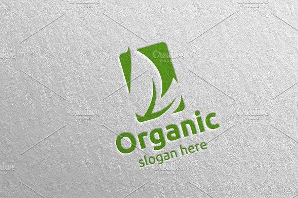 organic logo design with green leaf