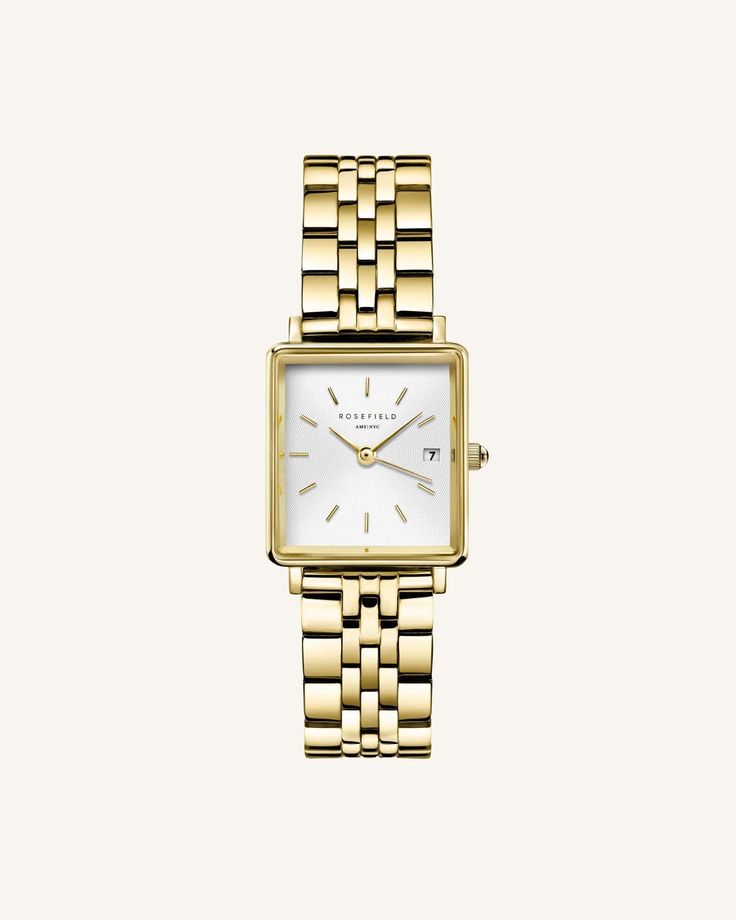 The Boxy XS White Gold | Rosefield Official Minimalist Rectangular Everyday Watches, Minimalist Everyday Rectangular Watches, Minimalist Rectangular Dial Watch For Everyday, Minimalist Rectangular Dial Watches For Everyday, Minimalist Everyday Watch With Rectangular Dial, Everyday Minimalist Watch With Rectangular Dial, Classic Square Analog Watch, Classic Square Analog Watches, Minimalist Everyday Watch Accessories With Rectangular Dial