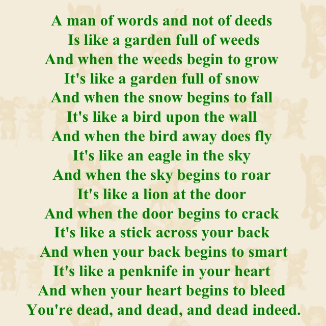 the poem is written in green and white