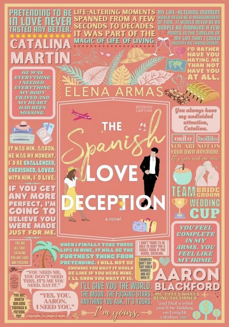 Book Posters Aesthetic Wall, The Spanish Love Deception Fanart, Romance Book Posters, Lina Spanish Love Deception, Book Quotes Collage, Book Collage Aesthetic, The Love Hypothesis Collage, Aron Blackford Spanish Love Deception, The Spanish Love Deception Aesthetic