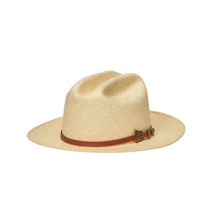 Expertly crafted from genuine Panama straw, the JAYLEE hat boasts a natural color and a 2.75 inch brim. The included brown buckle adds a touch of sophistication to this timeless accessory. Stay cool and chic in the heat with the JAYLEE hat. Brown Toquilla Straw Hat For Rodeo, Country Style Brown Straw Panama Hat, Brown Western Straw Panama Hat, Western Brown Panama Hat For Travel, Western Style Brown Panama Hat For Travel, Cream Western Toquilla Straw Hat, Cream Toquilla Straw Western Hat, Formal Wide Brim Hat In Natural Color, Natural Summer Hat For Formal Occasions