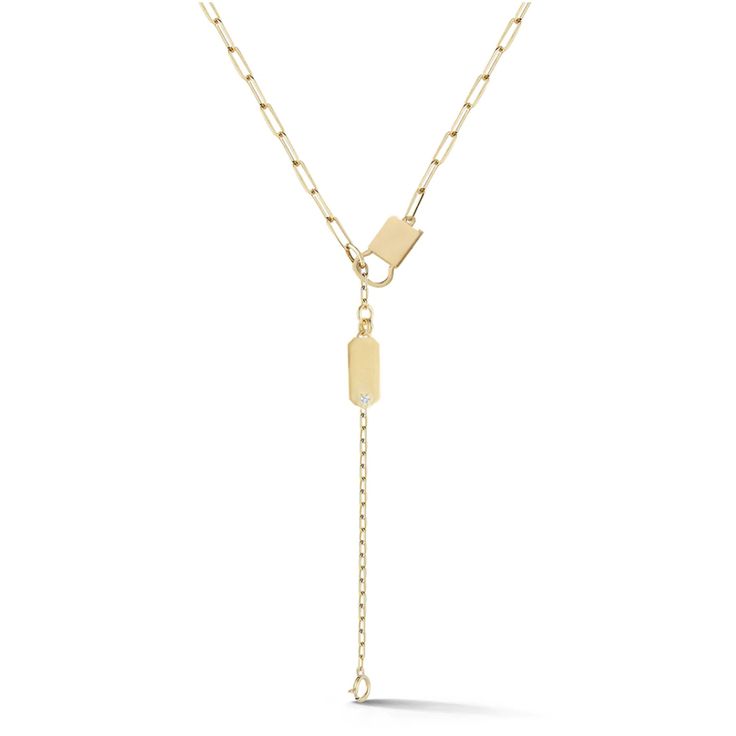 18K yellow gold Betty Lariat necklace with .16ctw and 22" in length. Gold Lariat Necklace, Lariat Necklace, Have Fun, Gold Diamond, Charms, Diamonds, Yellow Gold, Yellow, Gold