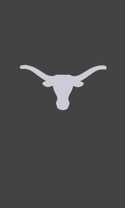 the longhorn logo is shown in white on a black background, and it appears to be an ox's head