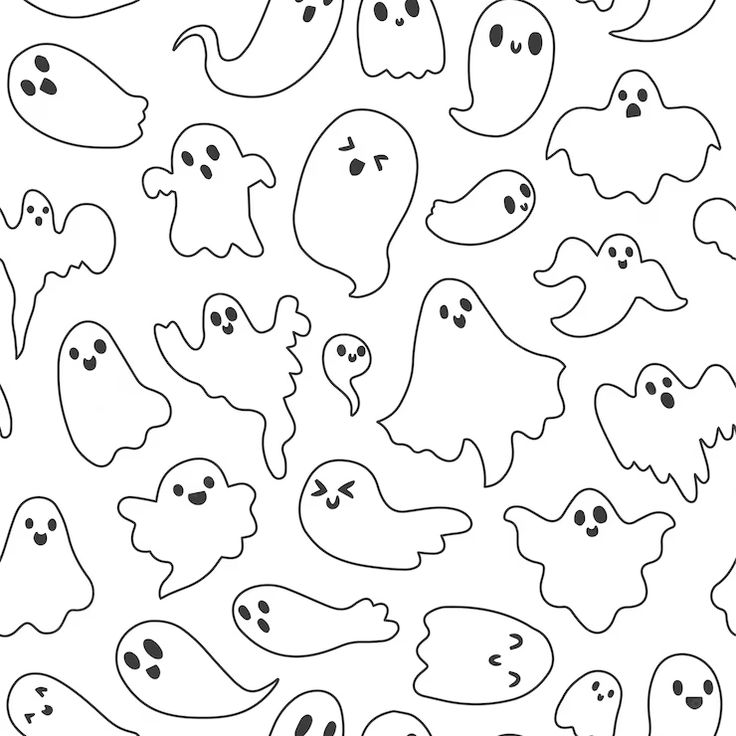 the halloween ghost pattern is outlined in black and white