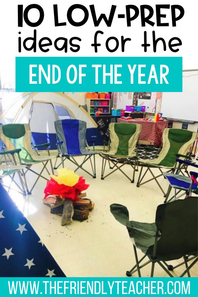 chairs with the words 10 low prep ideas for the end of the year