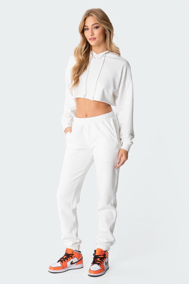 - Sweatpants- Cotton, Polyester- Elasticated ankles- Pockets- Model wears size S- Model height 5'6- Item care: Wash with similar color Cleaning Out Your Closet, Closet Basics, Joggers Outfit, Cropped Joggers, Winter Trends, Sweater Brands, Streetwear Outfit, Oversize Hoodie, White Hoodie