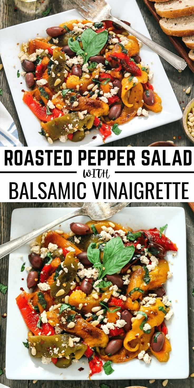 roasted pepper salad with balsamic vinagrete is an easy and healthy side dish